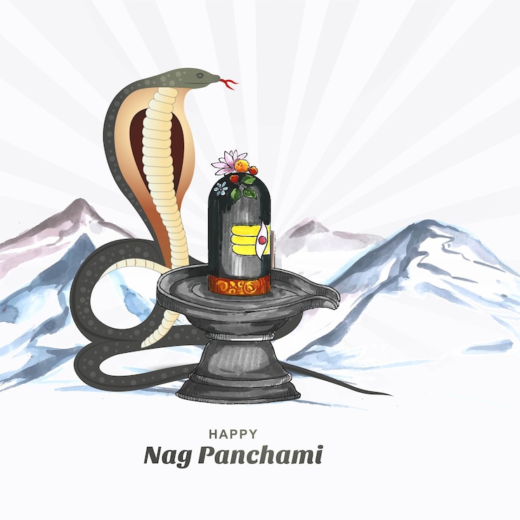 Vector Gratis kartu nag panchami pada desain perayaan festival india