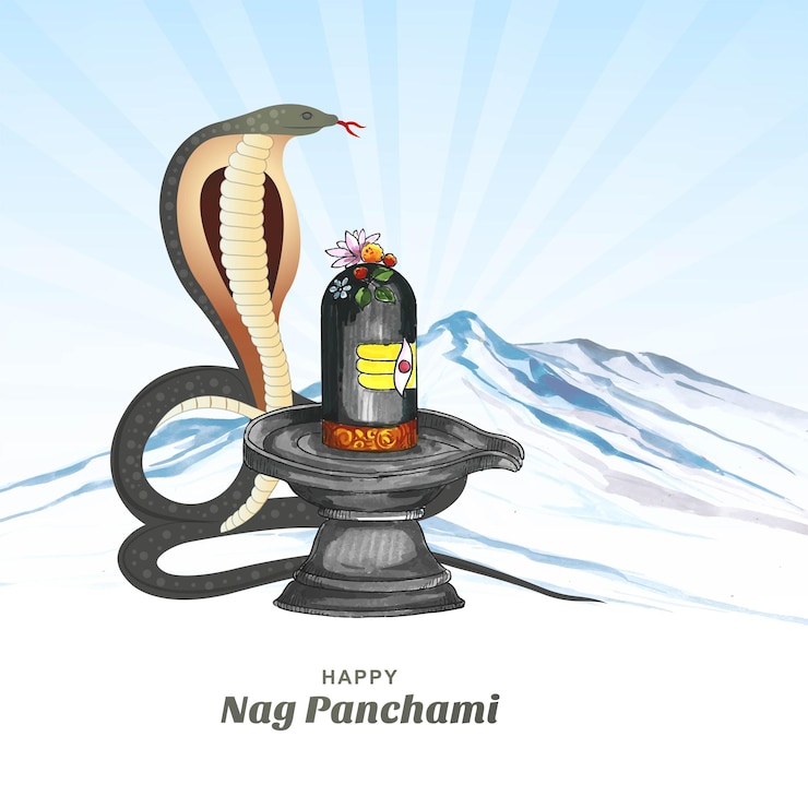 Vector Gratis kartu nag panchami yang indah dengan latar belakang perayaan festival india