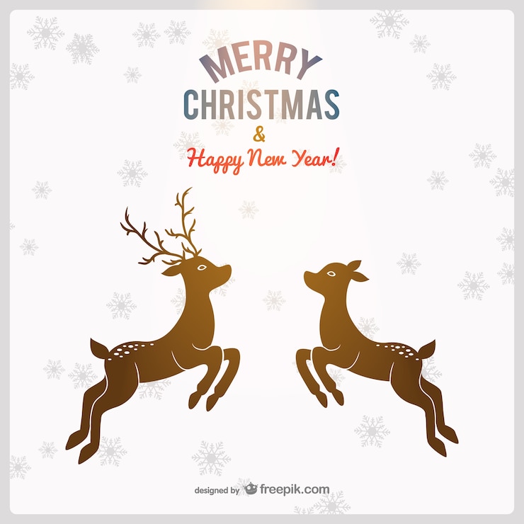 Vector Gratis kartu natal rusa kutub