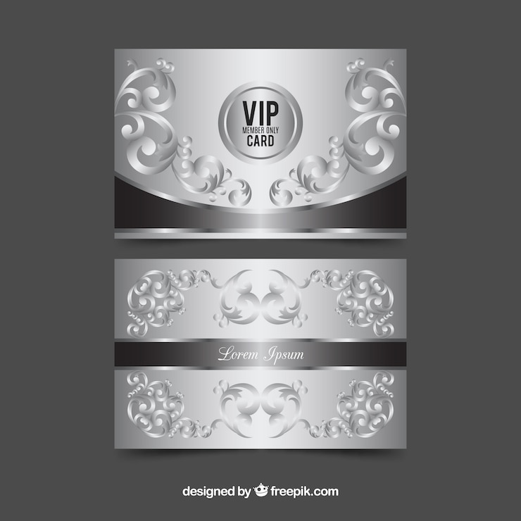 Vector Gratis kartu ornamen perak vip