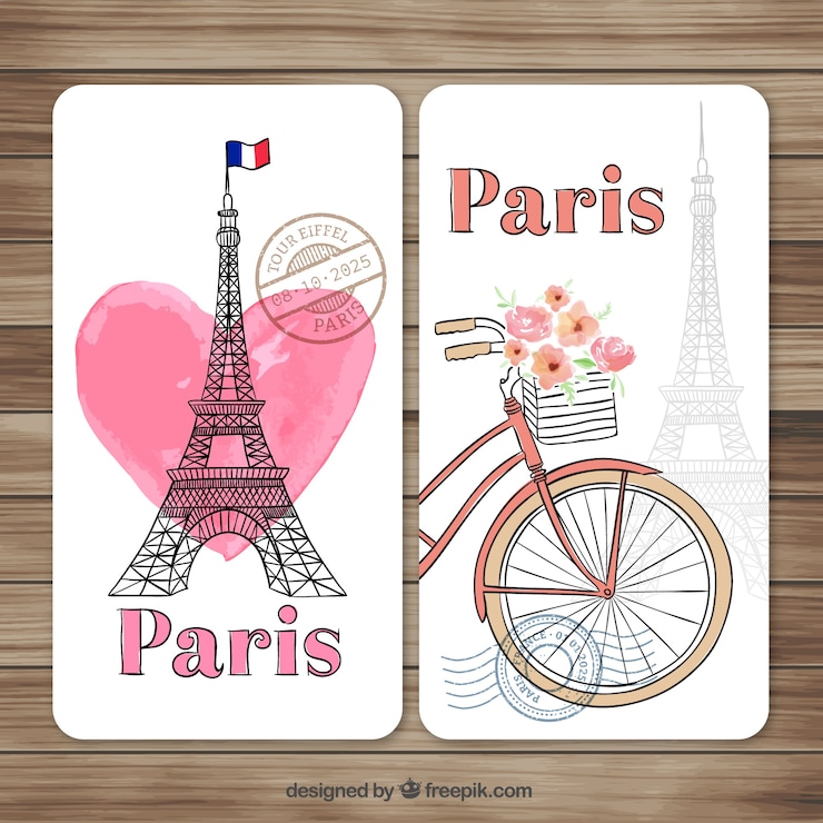 Vector Gratis kartu paris lukisan tangan