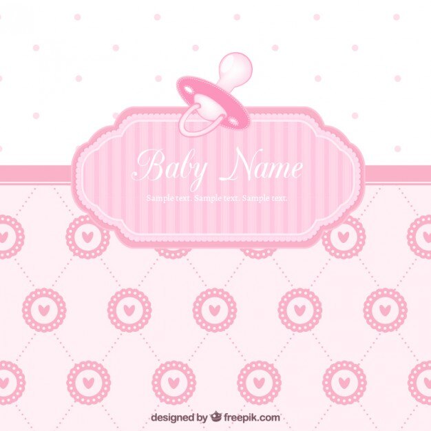 Vector Gratis kartu ucapan mandi bayi lucu untuk anak perempuan