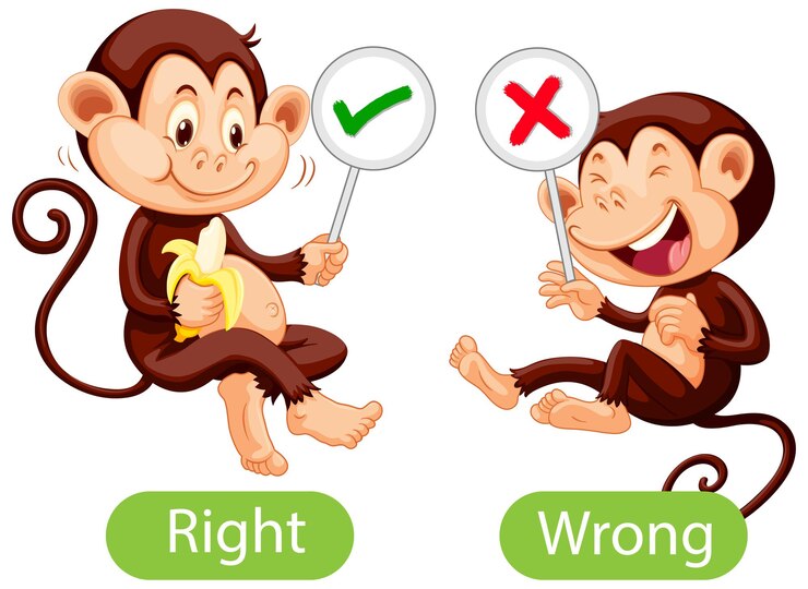 Vector Gratis kata-kata berlawanan dengan benar dan salah