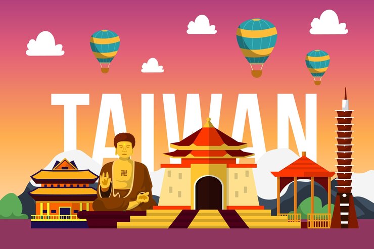 Vector Gratis kata taiwan dengan markah tanah