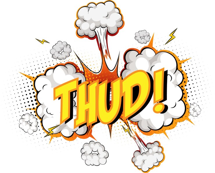 Vector Gratis kata 'thud' di awan ledakan komik.
