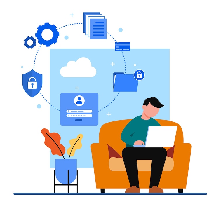 Vector Gratis keamanan data global, keamanan data pribadi, ilustrasi konsep online keamanan data dunia maya, keamanan internet atau privasi & perlindungan informasi.