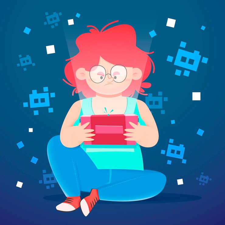 Vector Gratis kecanduan game online