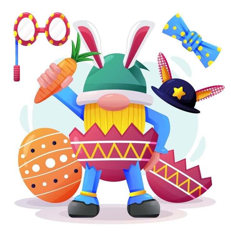 Vector Gratis kelinci dengan dekorasi telur dalam tema hari paskah