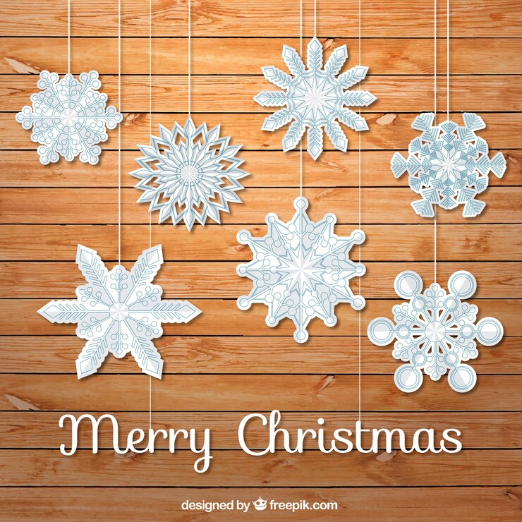 Vector Gratis kepingan salju ucapan natal