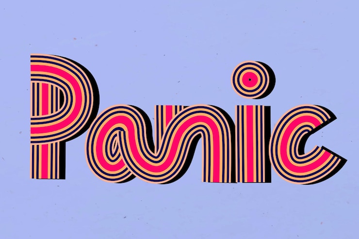 Vector Gratis kesehatan kata panik vektor garis font retro tipografi tulisan tangan