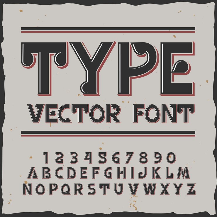 Vector Gratis ketik latar belakang dengan label typekit gaya vintage, huruf yang bisa diedit, angka dengan ilustrasi stroke warna-warni