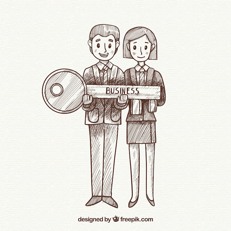 Vector Gratis key business concept with hand drawn style