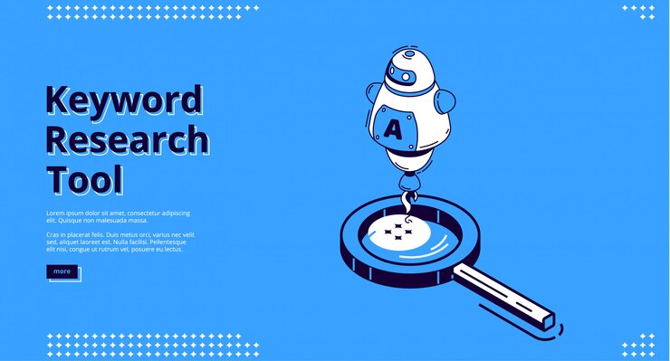Vector Gratis keyword research tool isometric landing page.