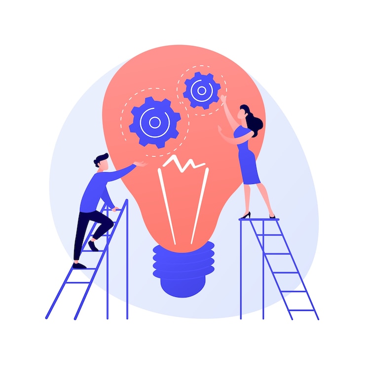 Vector Gratis kiat dan ide kreatif. elemen desain datar terisolasi inovasi bisnis. solusi masalah, saran, curah pendapat. ilustrasi konsep karakter pria yang sedang berpikir