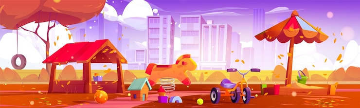 Vector Gratis kid playground in autumn city park illustration