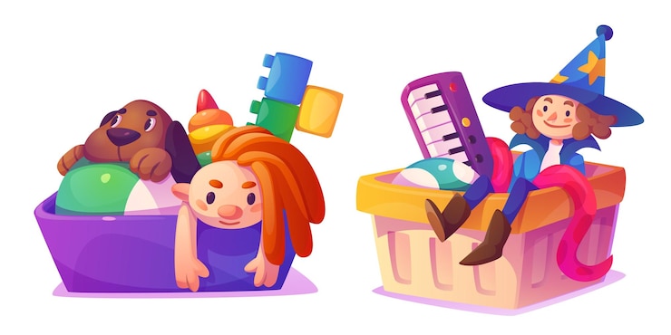 Vector Gratis kid toy box baby play ball cartoon illustration