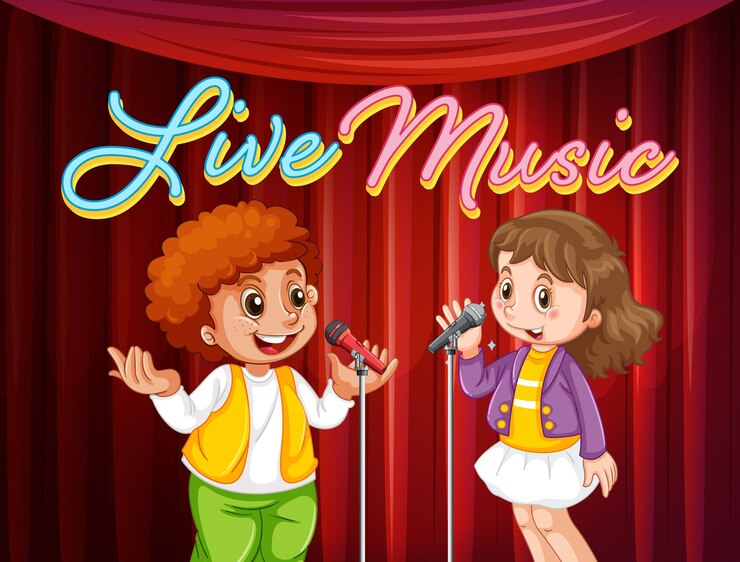 Vector Gratis kids performing singing on stage