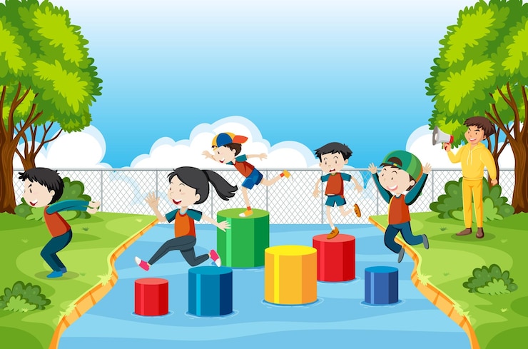 Vector Gratis kids playing red light green light game