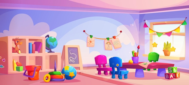 Vector Gratis kindergarten classroom cartoon kid school room