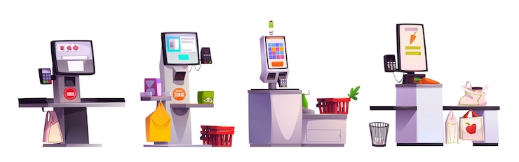 Vector Gratis kiosk checkout service supermarket self payment