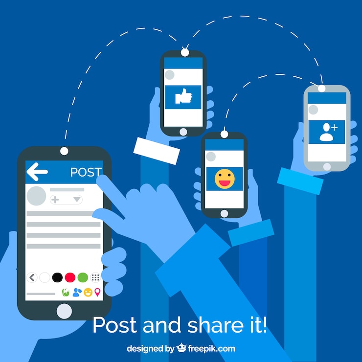 Vector Gratis kiriman seluler facebook dengan desain datar