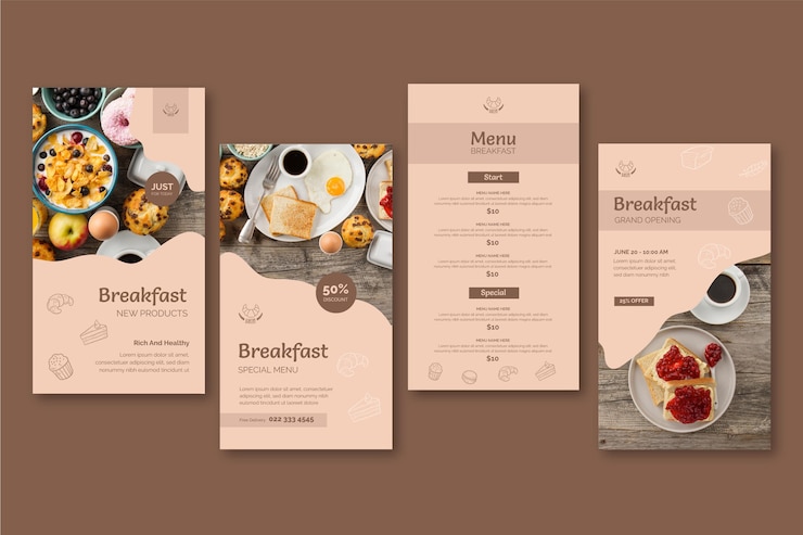 Vector Gratis kisah instagram restoran sarapan