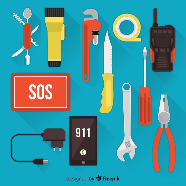 Vector Gratis kit darurat bertahan hidup datar modern