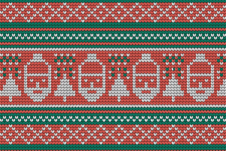 Vector Gratis knitted christmas pattern with santa claus