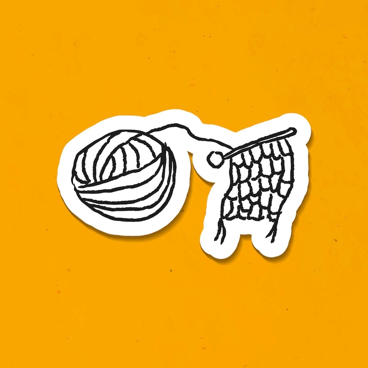 Vector Gratis knitting a scarf doodle sticker vector