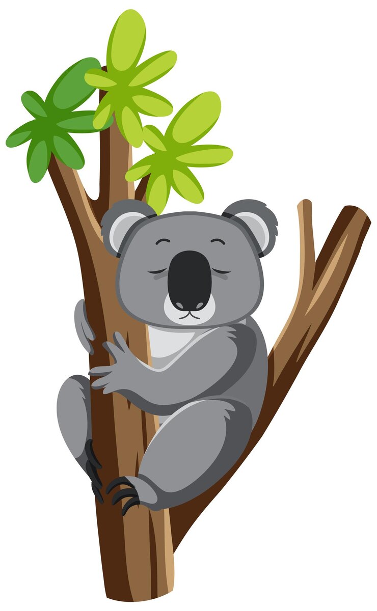 Vector Gratis koala on tree cartoon character