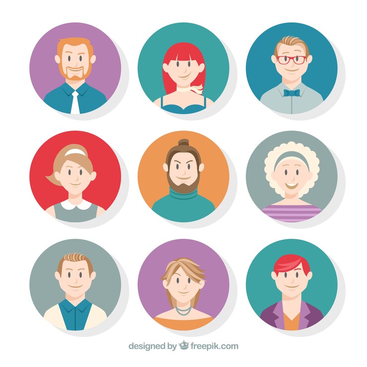 Vector Gratis koleksi avatar dengan gaya yang indah