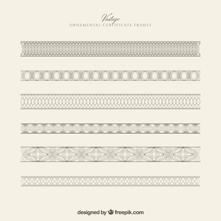 Vector Gratis koleksi batas sertifikat ornamental