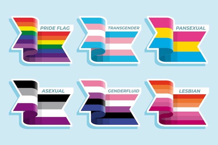 Vector Gratis koleksi bendera lgbt bulan kebanggaan datar