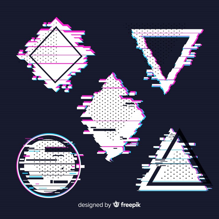 Vector Gratis koleksi bentuk geometris glitch