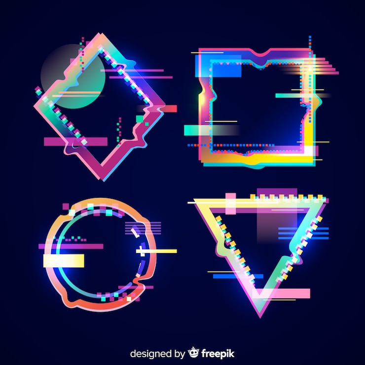 Vector Gratis koleksi bentuk geometris glitch