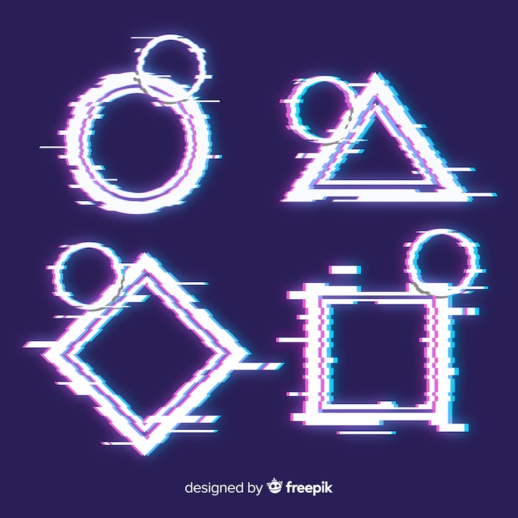 Vector Gratis koleksi bentuk geometris glith