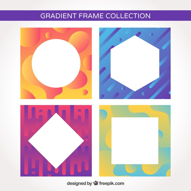 Vector Gratis koleksi bingkai dengan warna gradien