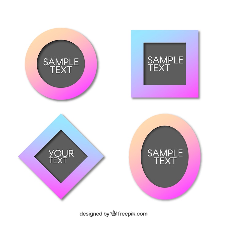 Vector Gratis koleksi bingkai dengan warna gradien
