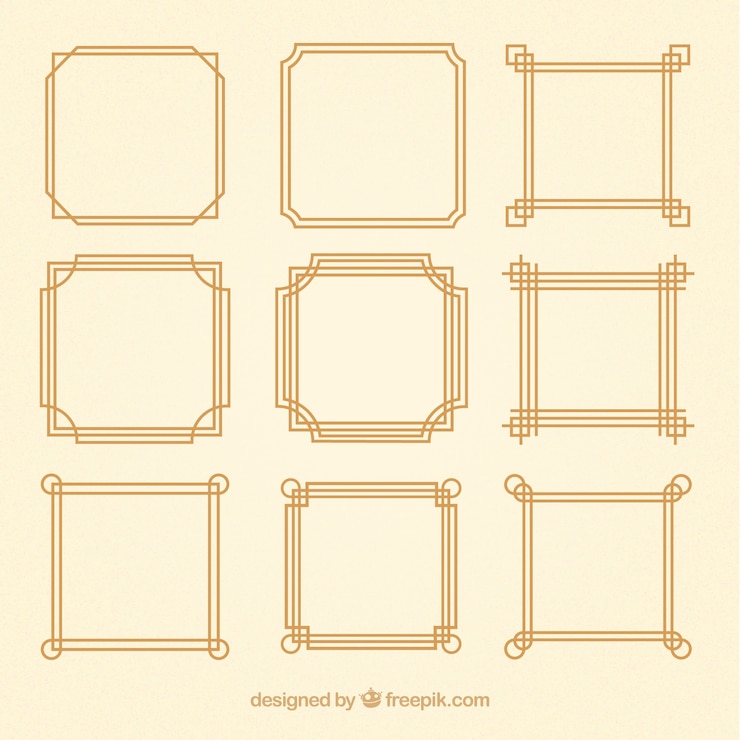 Vector Gratis koleksi bingkai linier dengan ornamen