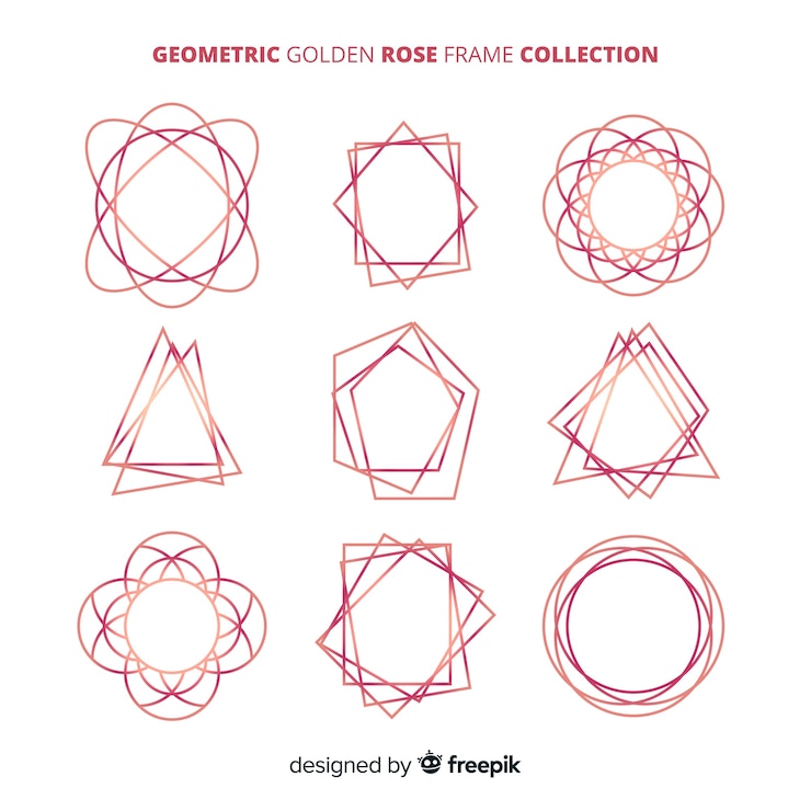 Vector Gratis koleksi bingkai mawar keemasan geometris