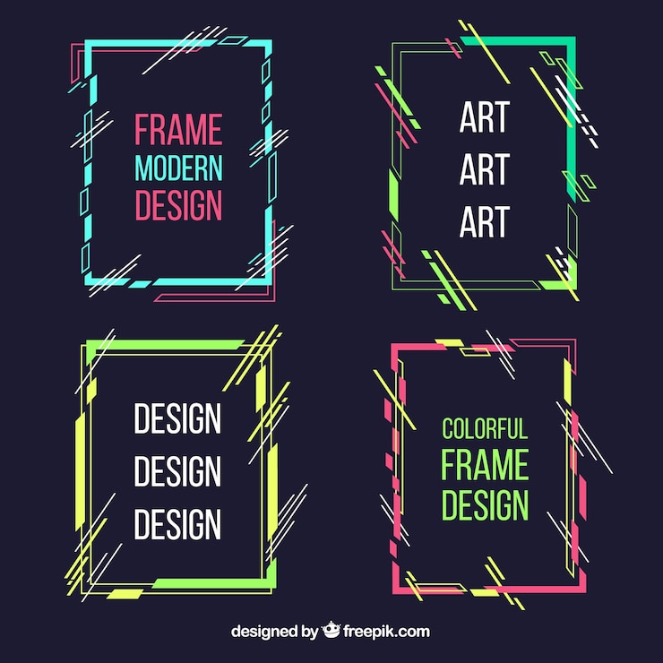 Vector Gratis koleksi bingkai penuh warna dengan desain datar