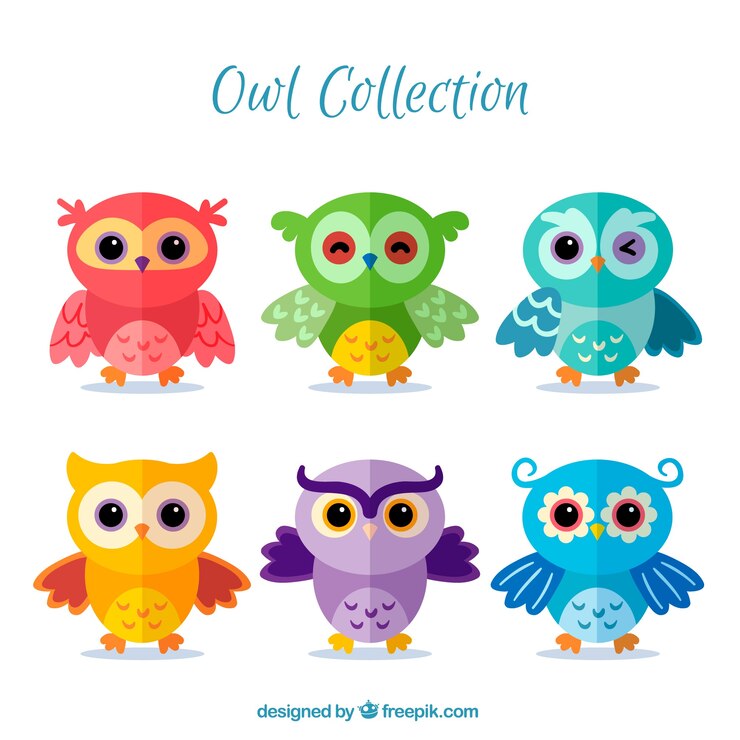 Vector Gratis koleksi burung hantu datar
