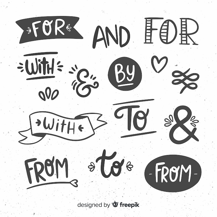 Vector Gratis koleksi catchword pernikahan digambar tangan