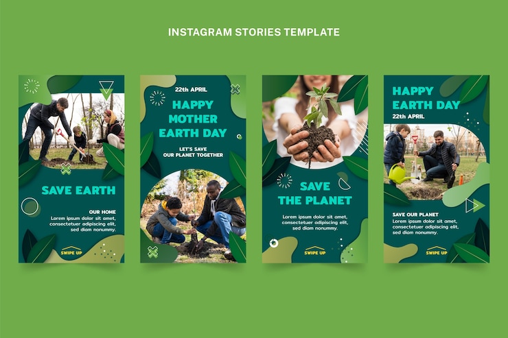 Vector Gratis koleksi cerita instagram hari bumi gradien