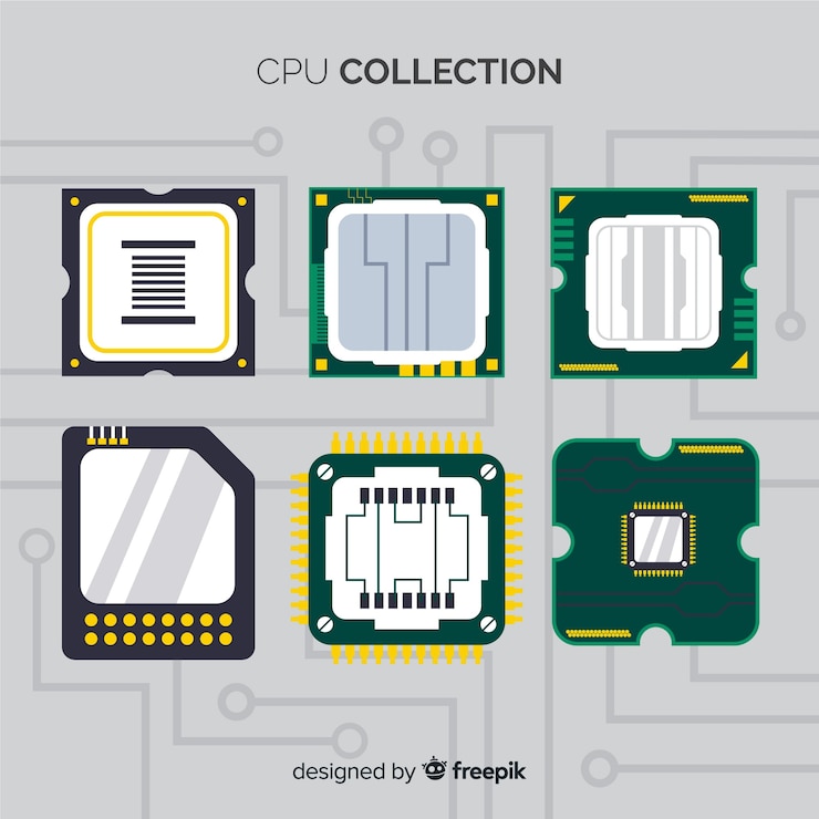 Vector Gratis koleksi cpu modern dengan desain datar