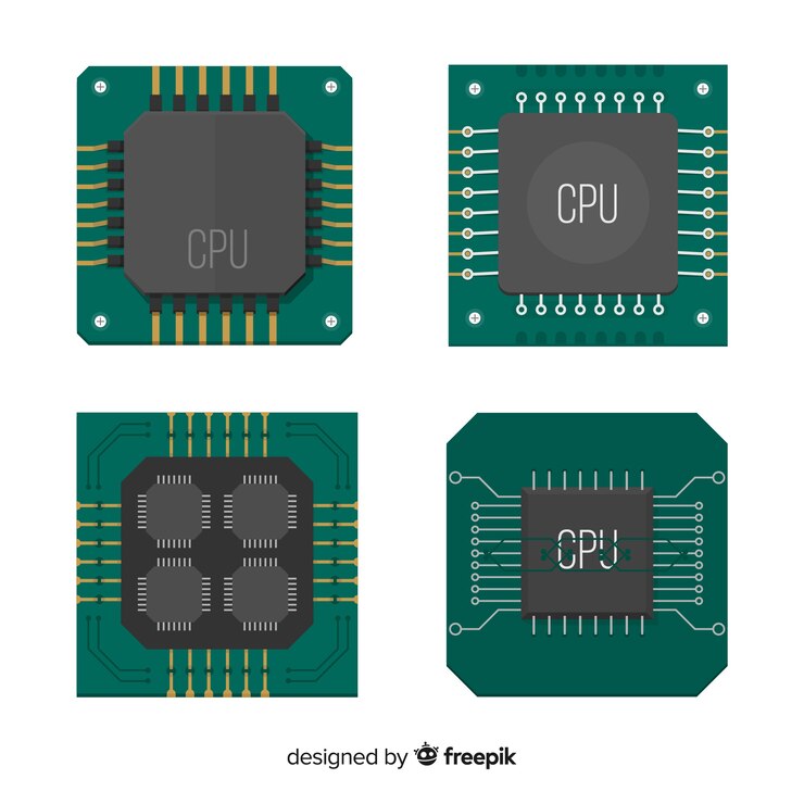 Vector Gratis koleksi cpu modern dengan desain datar