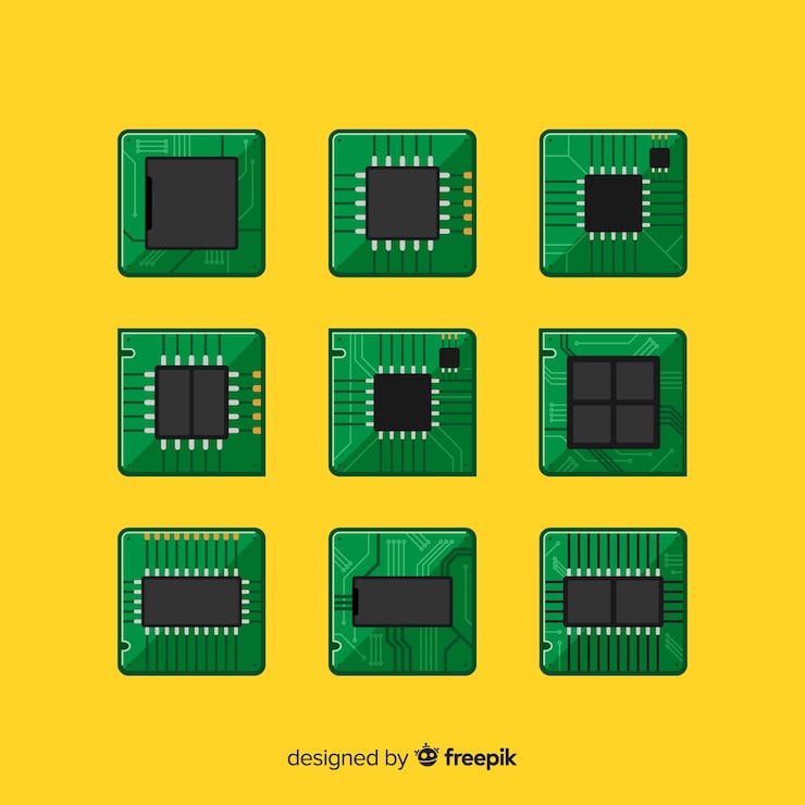 Vector Gratis koleksi cpu modern dengan desain datar
