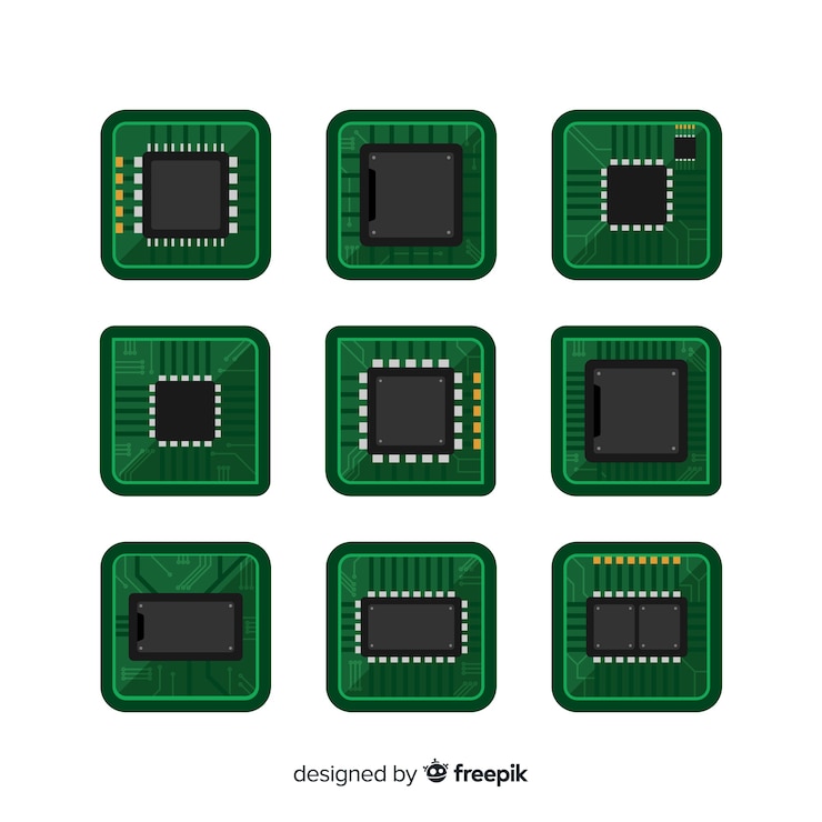 Vector Gratis koleksi cpu modern dengan desain datar