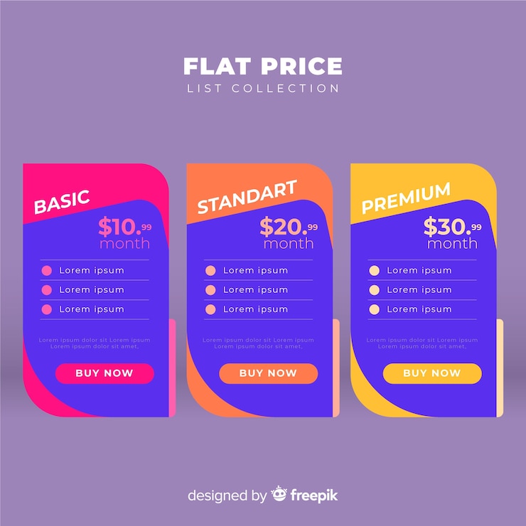 Vector Gratis koleksi daftar harga datar