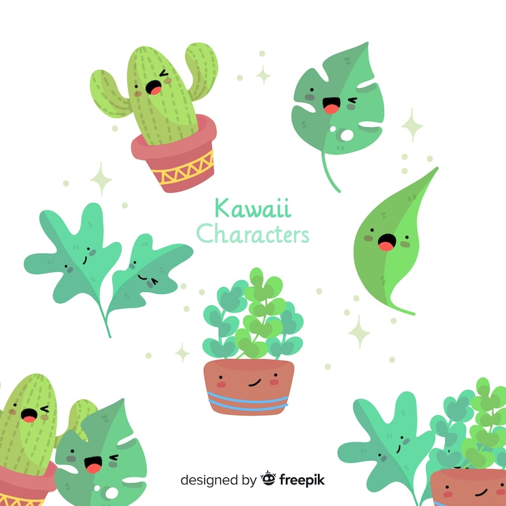 Vector Gratis koleksi daun lucu yang digambar tangan
